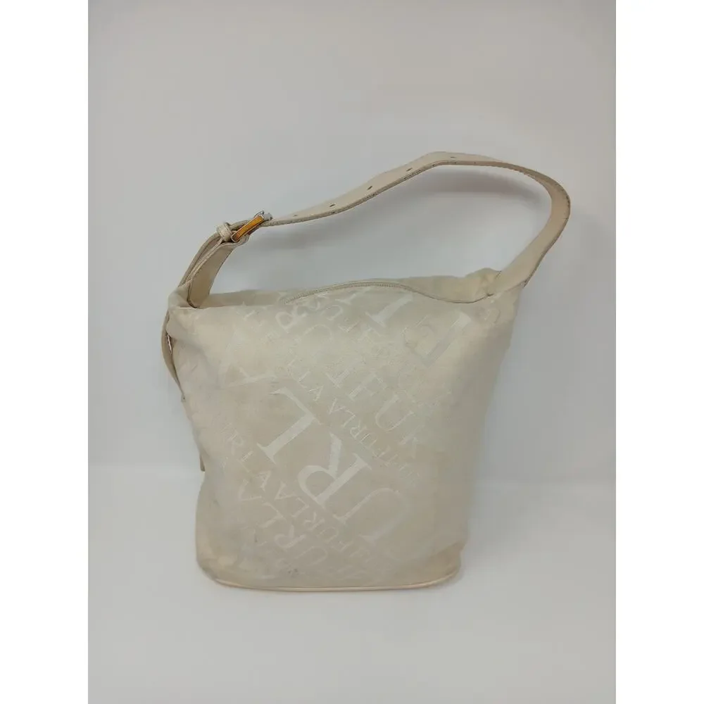 Furla Shoulder Bag Beige And Brown Color Nylon And Leather Used